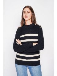 C& Jo Sweter w kolorze czarno-białym rozmiar: 38. Białe swetry klasyczne damskie C& Jo, ze splotem, bez kołnierzyka. Za 121.99 zł.