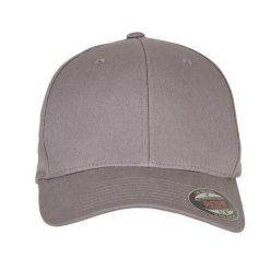 Czapka Z Daszkiem Z Bawełnianego Twillu. Szare czapki z daszkiem damskie FLEXFIT, bez wzorów, z bawełny. Za 84.99 zł.