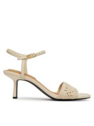 Tommy Hilfiger Sandały Crochet Lthr Kitten Sandal FW0FW08587 Beżowy. Brązowe sandały damskie Tommy Hilfiger, bez wzorów, ze skóry, bez obcasa, na szpilce, bez zapięcia. Za 349.99 zł.