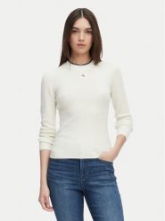 Calvin Klein Jeans Sweter LV047G309G Kremowy Regular Fit. Białe swetry klasyczne damskie Calvin Klein Jeans, xs, z bawełny, bez kołnierzyka. Za 409.99 zł.