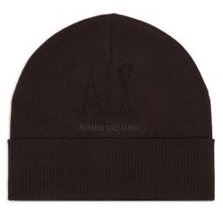 Czapka Armani Exchange. Brązowe czapki damskie Armani Exchange, na zimę, bez wzorów. Za 264.99 zł.