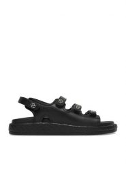 Badura Sandały EO-ALICE-LT0226-26-301 Czarny. Czarne sandały damskie Badura, bez wzorów, ze skóry, bez obcasa, na płaskiej podeszwie, bez zapięcia. Za 359.99 zł.