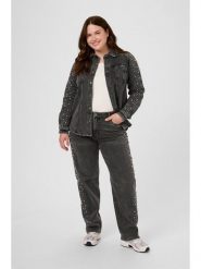 KAFFE curve Kurtka dżinsowa "Petri" w kolorze antracytowym rozmiar: 42. Czarne kurtki damskie KAFFE curve, bez wzorów, bez kaptura. Za 208.99 zł.