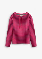 Bluza ze strukturalnego materiału. Czerwone bluzy damskie bonprix, bez wzorów, bez kaptura. Za 107.99 zł.