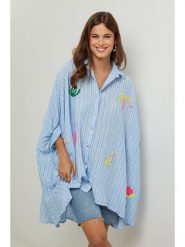 Lin Passion Tunika w kolorze błękitnym rozmiar: 38/40. Niebieskie tuniki damskie Lin Passion, bez wzorów, klasyczne, bez kołnierzyka, bez ramiączek. Za 173.99 zł.