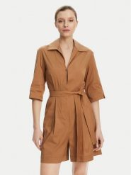 Max Mara Beachwear Kombinezon Canard 2516241019 Brązowy Regular Fit. Brązowe sukienki damskie Max Mara Beachwear, bez wzorów, z bawełny, bez ramiączek. Za 1,369.00 zł.