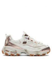Skechers Sneakersy D'Lites 150245 Biały. Białe obuwie sportowe damskie Skechers, ze skóry, bez zapięcia. Za 279.99 zł.