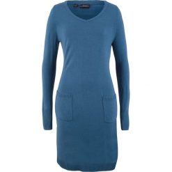 Sukienka dzianinowa z kieszeniami bonprix jasny indygo. Niebieskie sukienki damskie bonprix, z dzianiny. Za 79.99 zł.