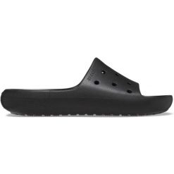 Klapki plażowe dla dorosłych Crocs Classic Slide V2. Czarne klapki damskie Crocs, bez wzorów, bez obcasa, bez zapięcia. W wyprzedaży za 80.97 zł.