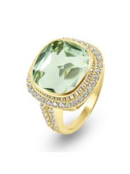 Les Petites Précieuses Pozłacany pierścionek z cyrkoniami i ametystem rozmiar: 60. Zielone pierścionki damskie Les Petites Précieuses, z ametystem, pozłacane. Za 309.65 zł.