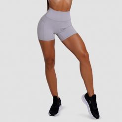 Szorty damskie fitness slim z wysoką talią szare FIT. Szare spodenki sportowe damskie GYMBEAM, s, bez wzorów, z elastanu, do biegania. Za 85.90 zł.