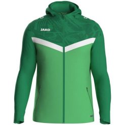 Damska bluza dresowa z kapturem zapinana na zamek błyskawiczny Jako Iconic. Zielone bluzy damskie JAKO, bez wzorów, z dresówki, z kapturem. Za 386.50 zł.