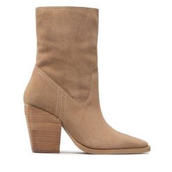 Kowbojki Simple. Brązowe botki damskie Simple, bez obcasa, na słupku, bez zapięcia. Za 599.00 zł.