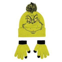 Czapka i rękawiczki Cerda The Grinch. Zielone czapki damskie CERDA, na zimę, bez wzorów, z materiału. Za 60.75 zł.
