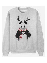 WOOOP Bluza "Xmas Panda" w kolorze szarym rozmiar: M. Szare bluzy damskie Wooop, m, bez wzorów, z bawełny, bez kaptura. Za 74.63 zł.