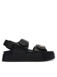 Tommy Hilfiger Sandały Leather Sporty Platform Sandal FW0FW09119 Czarny. Czarne sandały damskie Tommy Hilfiger, bez wzorów, ze skóry, bez obcasa, na płaskiej podeszwie, bez zapięcia. Za 569.99 zł.