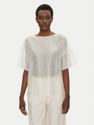 Bomboogie Bluzka SW9008TLYA5 Biały Relaxed Fit. Białe bluzki damskie Bomboogie, bez wzorów, z lyocellu, bez kołnierzyka, bez ramiączek. Za 239.99 zł.