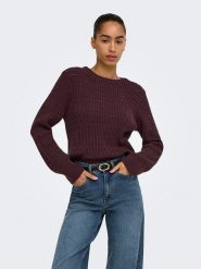 ONLY Sweter w kolorze bordowym rozmiar: L. Czerwone swetry klasyczne damskie Only, l, bez kołnierzyka. Za 74.45 zł.
