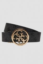GUESS Czarny dwustronny damski pasek w monogram Noelle REV H35, Rozmiar S. Czarne paski damskie Guess, z aplikacjami, z jeansu. W wyprzedaży za 169.99 zł.