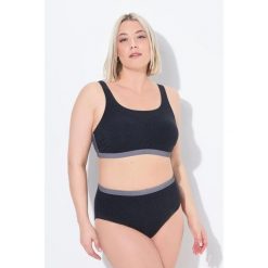 Damskie Bikini faktura miękkie miseczki regulowane ramiączka. Czarne bikini Ulla Popken, bez wzorów, z elastanu. Za 239.99 zł.