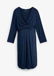 Sukienka ciążowa i do karmienia 2 w 1, z wiskozy ze stretchem. Niebieskie sukienki damskie bonprix, bez wzorów, z wiskozy, bez ramiączek. Za 124.99 zł.