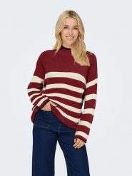ONLY Sweter w kolorze czerwono-kremowym rozmiar: M. Brązowe swetry klasyczne damskie Only, m, ze splotem, bez kołnierzyka. Za 157.35 zł.