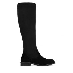 Kozaki Lasocki. Czarne kozaki damskie Lasocki, bez obcasa, na płaskiej podeszwie, bez zapięcia. Za 289.99 zł.