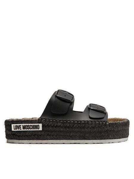 LOVE MOSCHINO Espadryle JA28233G0IIAX000 Czarny. Czarne espadryle damskie Love Moschino, bez wzorów, ze skóry, bez obcasa. Za 779.99 zł.