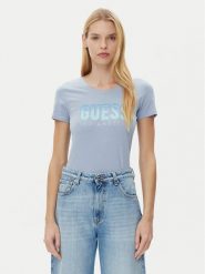 Guess T-Shirt W5GI14 J1314 Niebieski Regular Fit. Niebieskie t-shirty damskie Guess, l, z aplikacjami, z bawełny, bez kołnierzyka. Za 109.99 zł.