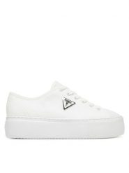 Guess Trampki FLTJO2 FAB12 Biały. Białe trampki damskie Guess, z aplikacjami, z materiału, bez zapięcia. Za 349.99 zł.