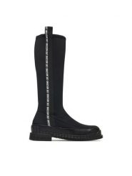 LOVE MOSCHINO Kozaki JA26103G1PIM400A Czarny. Czarne kozaki damskie Love Moschino, z materiału, bez obcasa, na płaskiej podeszwie, bez zapięcia. Za 1,099.00 zł.