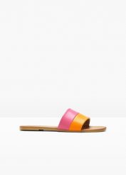 Klapki. Brązowe klapki damskie bonprix, bez wzorów, bez obcasa, bez zapięcia. Za 67.99 zł.
