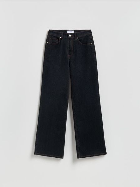 Jeansy wide leg - czarny. Czarne jeansy damskie Reserved. Za 199.99 zł.