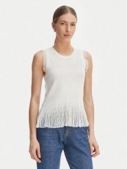 Rinascimento Bluzka CFM0012241003 Biały Slim Fit. Białe bluzki damskie Rinascimento, m, bez wzorów, z syntetyku, bez kołnierzyka, bez ramiączek. Za 279.99 zł.