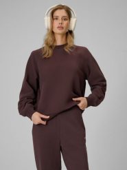 4F Bluza dresowa loose bez kaptura damska - brązowa S. Brązowe bluzy damskie 4F, l, bez wzorów, z bawełny, bez kaptura. Za 129.99 zł.