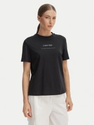 Calvin Klein Jeans T-Shirt Classic LV047C811G Czarny Regular Fit. Czarne t-shirty damskie Calvin Klein Jeans, l, bez wzorów, z bawełny, bez kołnierzyka. Za 169.99 zł.