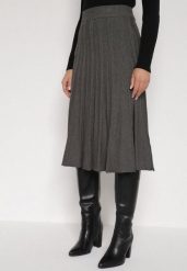 Ciemnoszara Rozkloszowana Plisowana Spódnica Dzianinowa Tussana. Szare spódnice damskie Born2be, do pracy, l, bez wzorów, z dzianiny, biznesowe, midi. Za 74.99 zł.