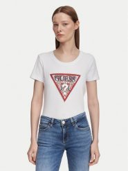 Guess T-Shirt W6YI25 K4344 Biały Slim Fit. Białe t-shirty damskie Guess, xl, z aplikacjami, z bawełny, bez kołnierzyka. Za 194.99 zł.