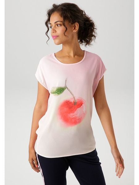 Aniston Bluzka w kolorze jasnoróżowym rozmiar: 38. Różowe bluzki damskie Aniston, bez wzorów, bez kołnierzyka, bez ramiączek. Za 43.99 zł.