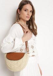 Jasnobeżowa Torebka Boho z Plecionki z Klapką i Paskiem z Imitacji Skóry Varya. Brązowe torebki klasyczne damskie Born2be, z jeansu, bez dodatków. Za 99.99 zł.