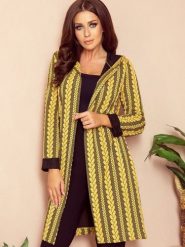 Sweter Kardigan Model 218-2 Warkocz Honey - Numoco. Pomarańczowe kardigany damskie NUMOCO, l, bez wzorów, z wiskozy. Za 245.08 zł.