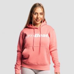 Bluza damska fitness z kapturem różowa Athlete. Czerwone bluzy damskie GYMBEAM, xl, bez wzorów, z bawełny, z kapturem. Za 83.90 zł.