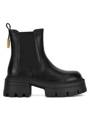 Badura Sztyblety WFA3151-1Z Czarny. Czarne botki damskie Badura, ze skóry, bez obcasa, na słupku, bez zapięcia. Za 399.99 zł.