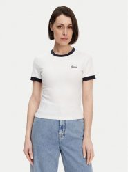 Guess T-Shirt V5GP08 KCRN2 Biały Regular Fit. Białe t-shirty damskie Guess, m, z aplikacjami, z bawełny, bez kołnierzyka. Za 129.99 zł.