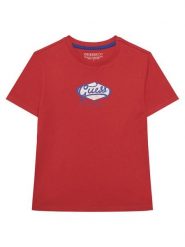 Guess T-Shirt L6RI02 K8HM4 Czerwony Regular Fit. Czerwone t-shirty i koszulki chłopięce Guess, z aplikacjami, z bawełny, bez kołnierzyka, bez ramiączek. Za 89.99 zł.