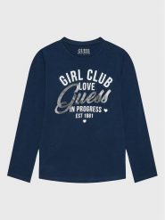 Guess Bluzka J3RI27 K6YW1 Niebieski Regular Fit. Niebieskie bluzki i koszule dziewczęce Guess, z aplikacjami, z bawełny, bez kołnierzyka, bez ramiączek. Za 59.99 zł.