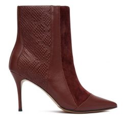 Botki Eva Minge. Czerwone botki damskie Eva Minge, bez obcasa, na szpilce, bez zapięcia. Za 479.99 zł.