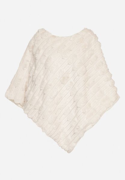 Jasnobeżowe Ponczo Ozdobione Tłoczeniem Dairis. Brązowe swetry klasyczne damskie Born2be, uniwersalny, z jeansu, bez kołnierzyka. Za 159.99 zł.