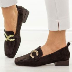 Czekoladowe skórzane mokasyny damskie DiA 3115. Brązowe mokasyny damskie DiA, na jesień, z jeansu, bez obcasa. Za 449.00 zł.