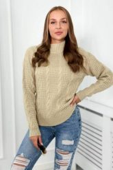 Sweter wkładany przez głowę jasny beżowy. Brązowe swetry klasyczne damskie KESI, l, z wełny, bez kołnierzyka, plus size. Za 150.97 zł.